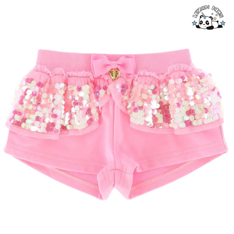 LEZONKIDS - Customizable Summer Girls Clothing Outfit Short Sequin Ruffle Sleeve T Shirt Shorts Girls Clothing Sets